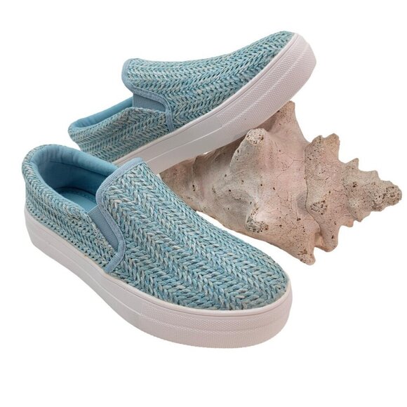 BUY ONE GET ONE FREE Soda Hike Slip-on  Fashion Sneaker  Blue Raffia - Size 7 - Picture 2 of 6
